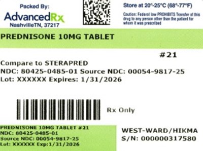 Prednisone 10mg #21 (Prednisone 10mg 80425 0485 01)